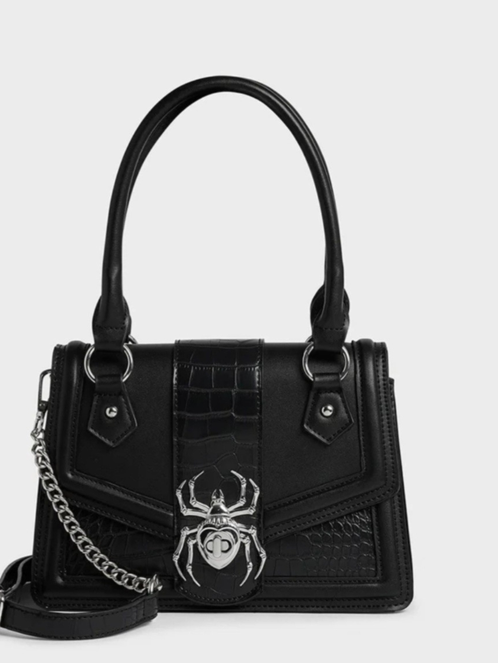 Killstar Black Satchel with Silver Spider Emblem